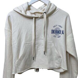 Vintage Havana Hoodie Lace up Back Crop Sweatshirt Cream Long Branch NJ